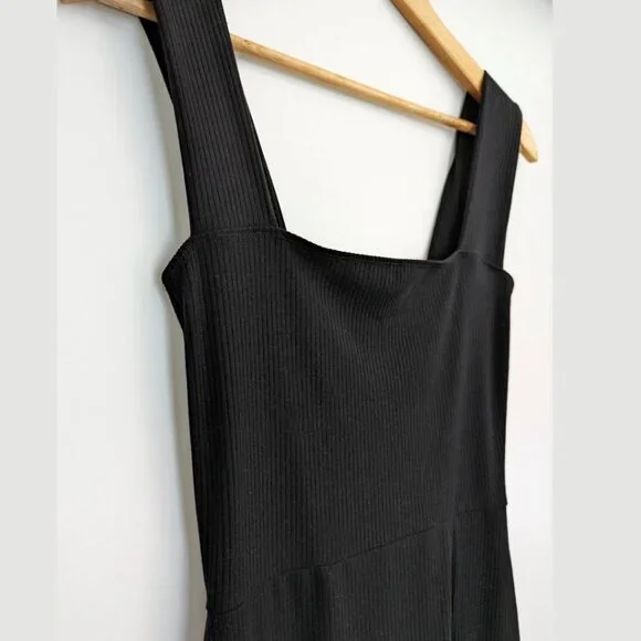 Reformation Black Ribbed Knit Mini Dress Stretchy size S - Picture 6 of 9